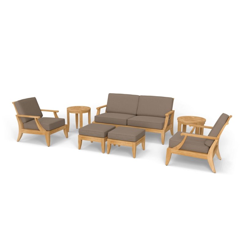 Designer Seven Piece Upholstered Sofa Set in Teak Wood Sofa Set - Bone Inlay Furnitures