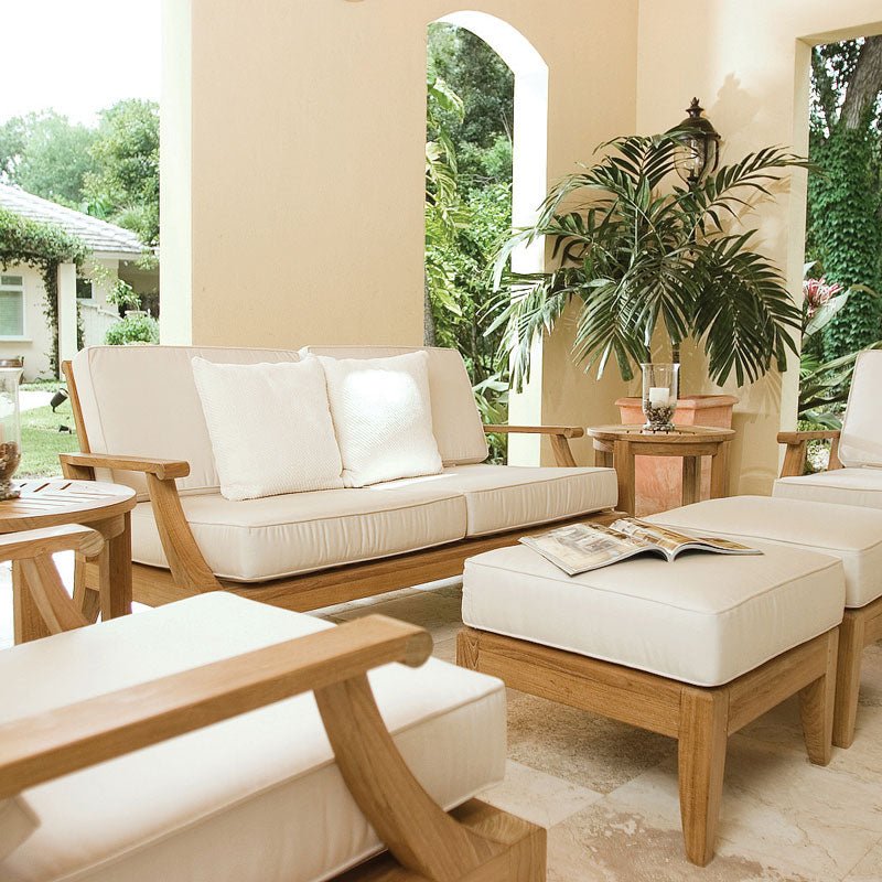 Designer Seven Piece Upholstered Sofa Set in Teak Wood Sofa Set - Bone Inlay Furnitures