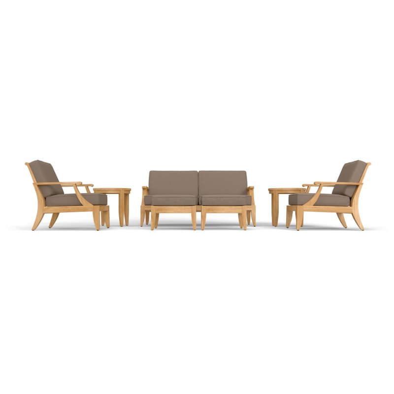 Designer Seven Piece Upholstered Sofa Set in Teak Wood Sofa Set - Bone Inlay Furnitures