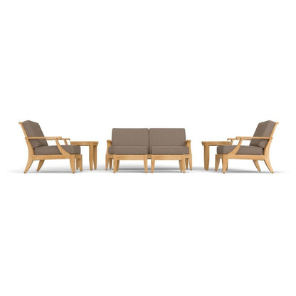 Designer Seven Piece Upholstered Sofa Set in Teak Wood Sofa Set - Bone Inlay Furnitures