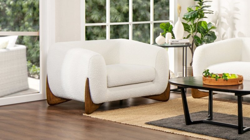 Designer Single Seater Crosby Occasional Armchair in Raw Sugar Chair - Bone Inlay Furnitures