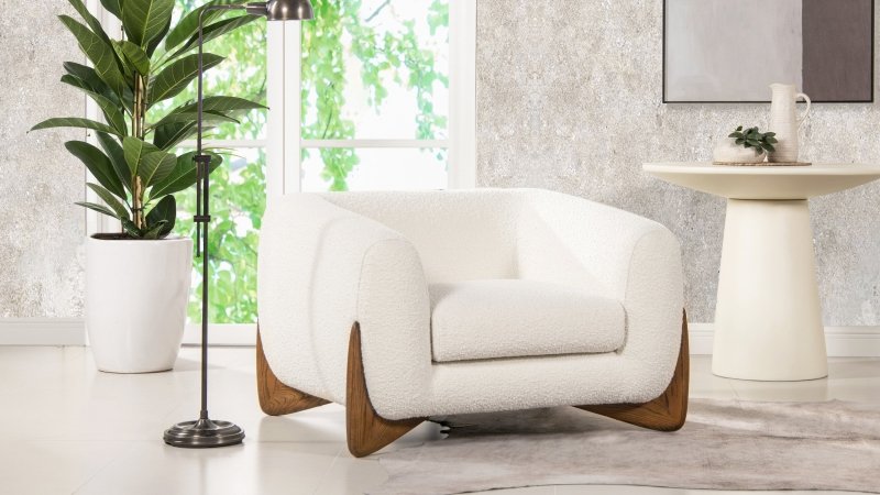 Designer Single Seater Crosby Occasional Armchair in Raw Sugar Chair - Bone Inlay Furnitures