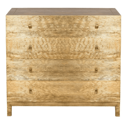 Wave Brass Chest of Four Drawers with Metal Sliders Chest of Drawers - Bone Inlay Furnitures