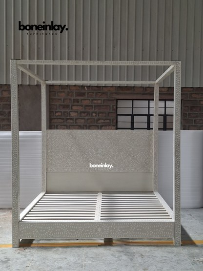 dun bone inlay canopy bed