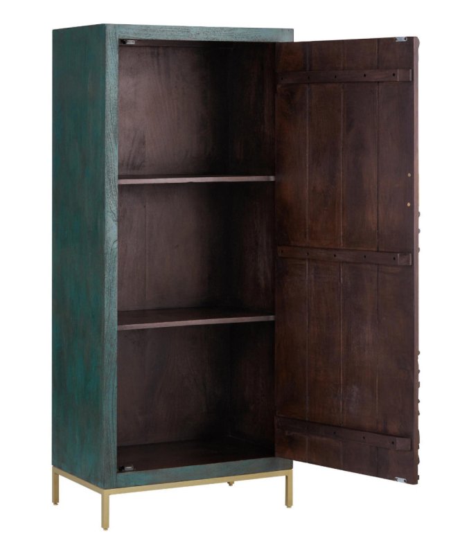 Extra Large Peacock Hand Carved Wood Armoire – Indian Wardrobe Closet with Spacious Shelves Armoire - Bone Inlay Furnitures