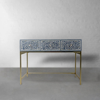 Floral design Inlay Console Table with Three Drawers in Blue| Entryway Table | Hallway Table console table - Bone Inlay Furnitures