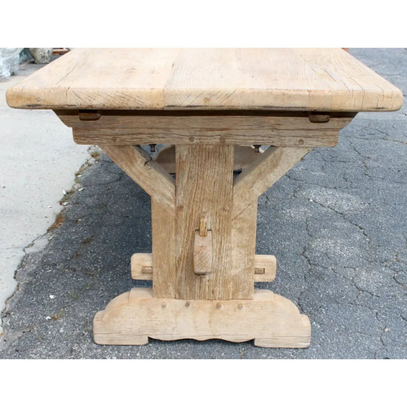 French Bleached Farmhouse Trestle Dining Table Dining table - Bone Inlay Furnitures