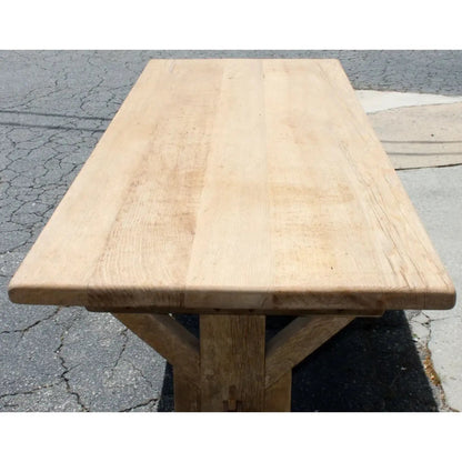 French Bleached Farmhouse Trestle Dining Table Dining table - Bone Inlay Furnitures