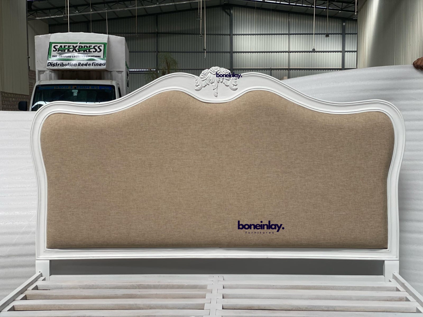 French headboard close up
