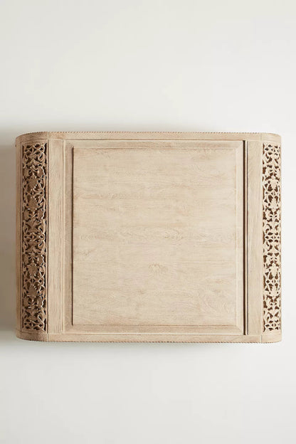 Hand - Carved Artisanal Floral Motif Wooden Center Coffee Table coffee table - Bone Inlay Furnitures