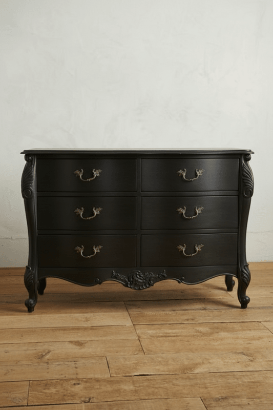 Hand - Carved Black Menara Bedroom Set Bedroom Set - Bone Inlay Furnitures