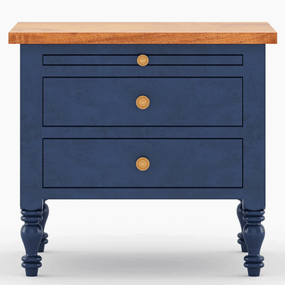 Hand Carved Blue Color Nightstand Nightstand - Bone Inlay Furnitures