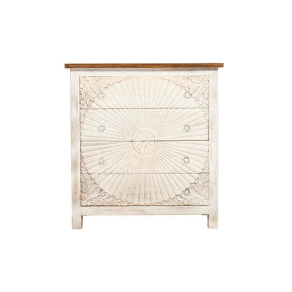 Hand Carved Boho Four Chest of Drawer Dresser in White Color chest of drawer - Bone Inlay Furnitures