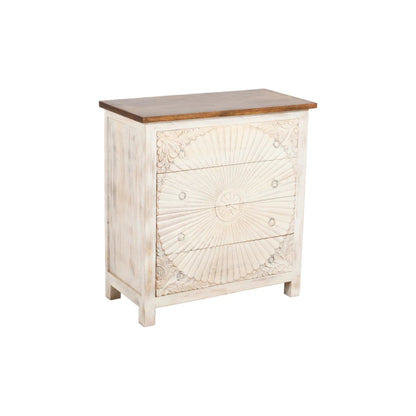 Hand Carved Boho Four Chest of Drawer Dresser in White Color chest of drawer - Bone Inlay Furnitures