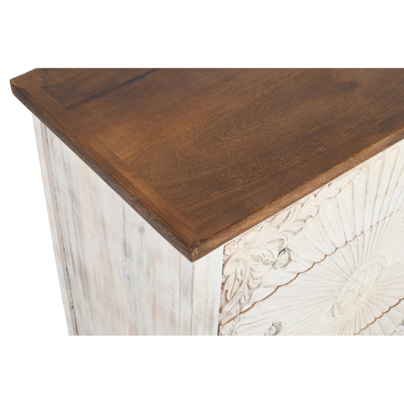 Hand Carved Boho Four Chest of Drawer Dresser in White Color chest of drawer - Bone Inlay Furnitures