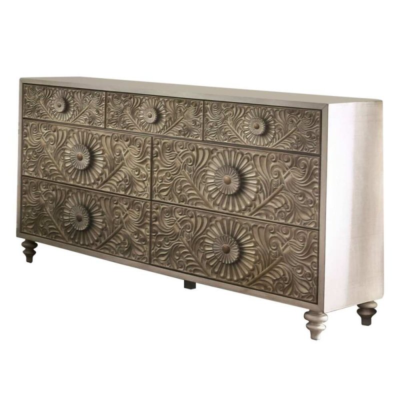 Hand Carved Chest of Drawers | Exclusive Indian Wooden Dresser Chest of Drawers - Bone Inlay Furnitures