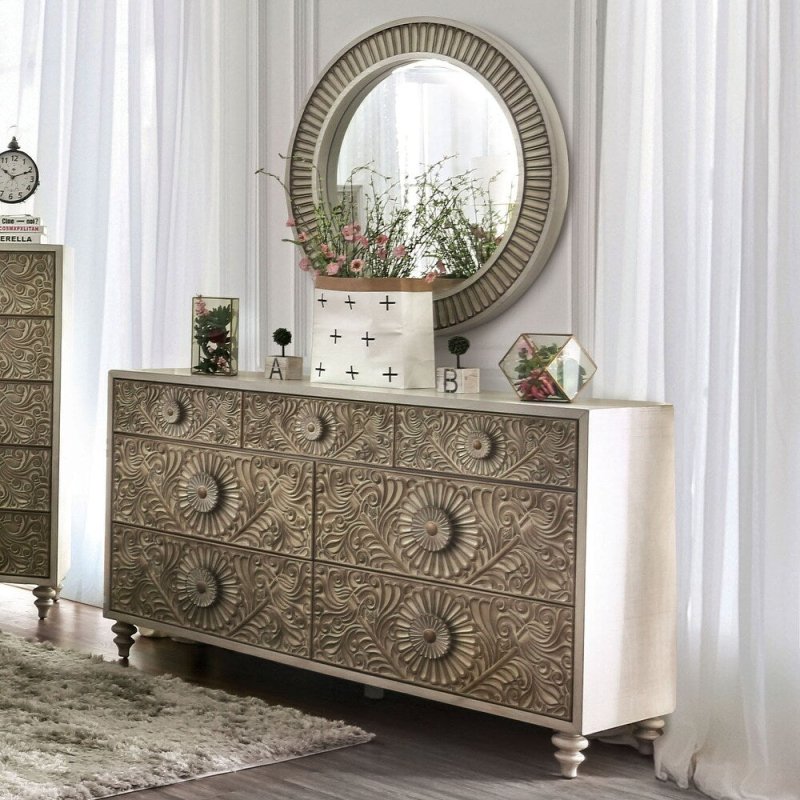 Hand Carved Chest of Drawers | Exclusive Indian Wooden Dresser Chest of Drawers - Bone Inlay Furnitures