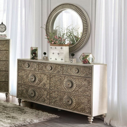 Hand Carved Chest of Drawers | Exclusive Indian Wooden Dresser Chest of Drawers - Bone Inlay Furnitures