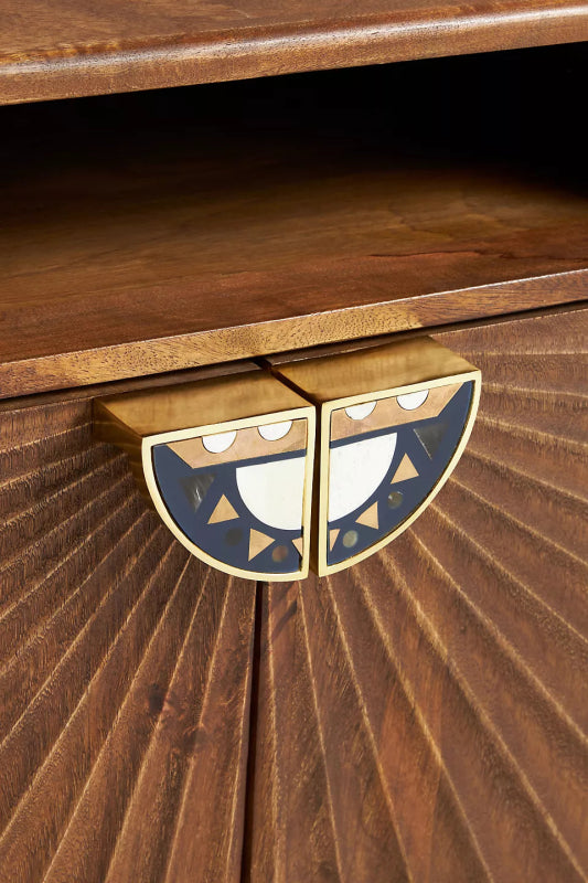 Hand Carved Daybreak Nightstand | Hand - carved Wooden Bed Side Table Nightstand - Bone Inlay Furnitures