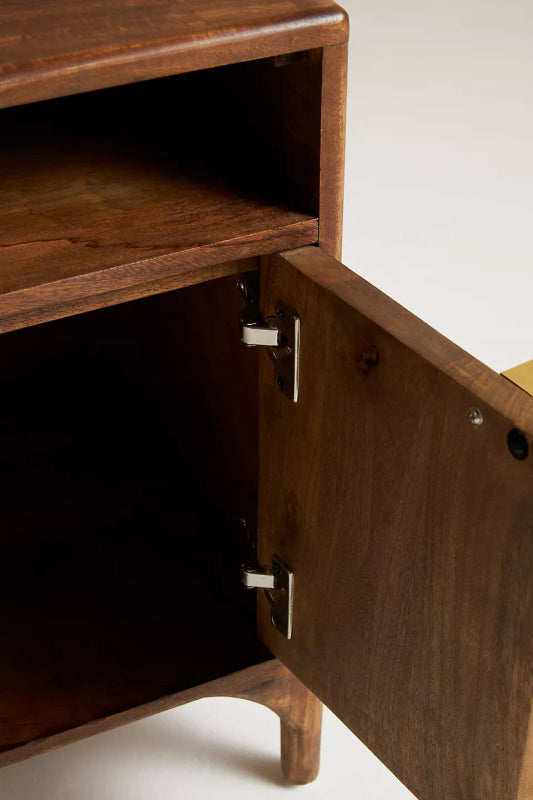 Hand Carved Daybreak Nightstand | Hand - carved Wooden Bed Side Table Nightstand - Bone Inlay Furnitures