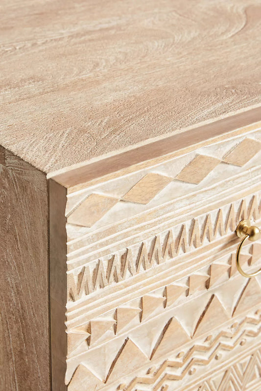 Hand Carved Delhi Six - Drawer Dresser Living Room Decor Drawer Dresser - Bone Inlay Furnitures