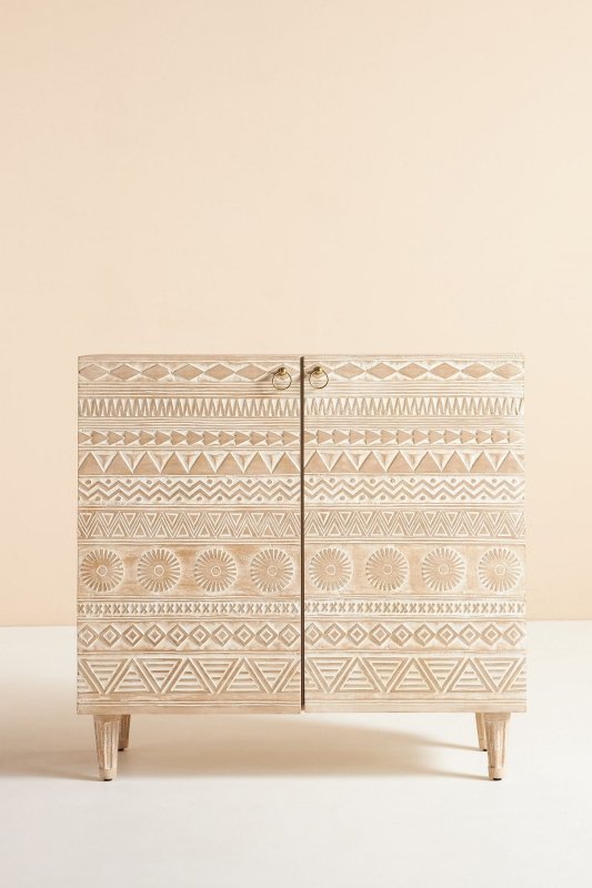 Hand Carved Delhi Wood Carving Bar Cabinet | Hand - carved Living Room Cabinet Cabinet - Bone Inlay Furnitures