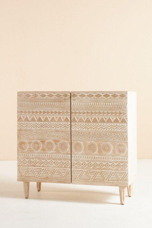 Hand Carved Delhi Wood Carving Bar Cabinet | Hand - carved Living Room Cabinet Cabinet - Bone Inlay Furnitures