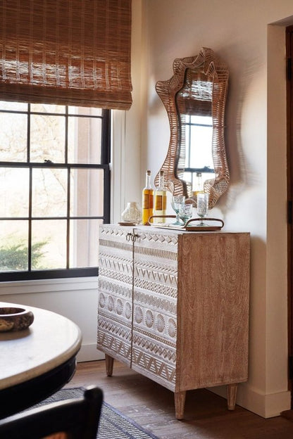 Hand Carved Delhi Wood Carving Bar Cabinet | Hand - carved Living Room Cabinet Cabinet - Bone Inlay Furnitures