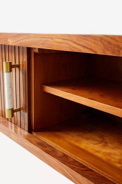 Hand Carved Deluxe Tamboured Media Unit Cabinet Media Console Table - Bone Inlay Furnitures