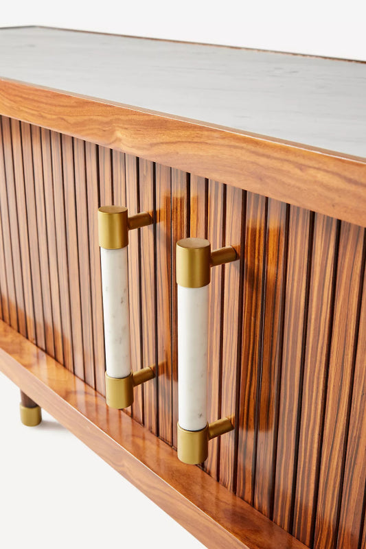 Hand Carved Deluxe Tamboured Media Unit Cabinet Media Console Table - Bone Inlay Furnitures