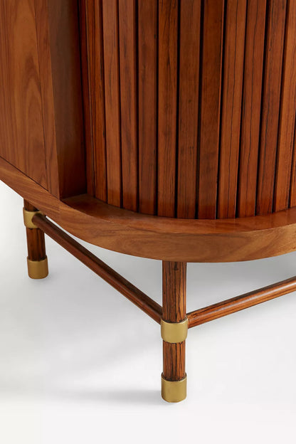 Hand - Carved Deluxe Tamboured Wooden Roll - Open Buffet Cabinet Buffet & Sideboard - Bone Inlay Furnitures