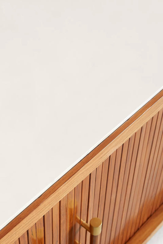 Hand - Carved Deluxe Tamboured Wooden Roll - Open Buffet Cabinet Buffet & Sideboard - Bone Inlay Furnitures