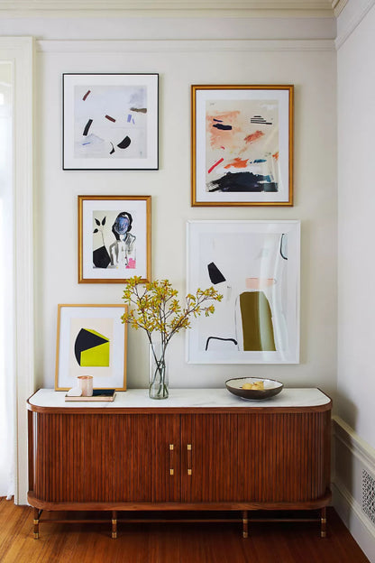 Hand - Carved Deluxe Tamboured Wooden Roll - Open Buffet Cabinet Buffet & Sideboard - Bone Inlay Furnitures