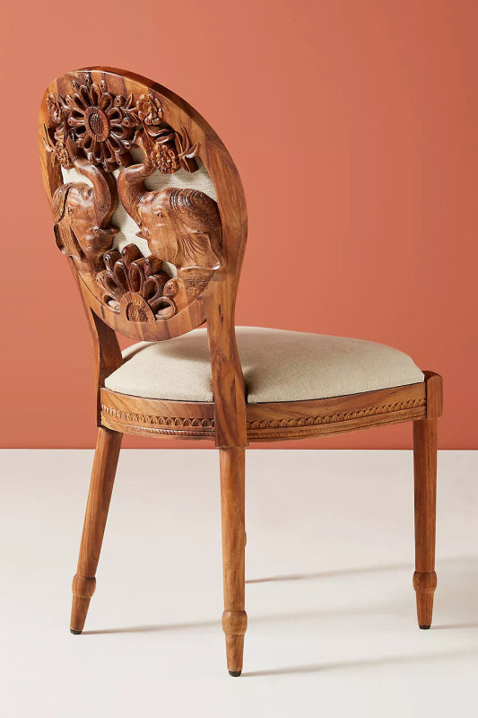 Hand Carved elephant armchair Dining Chair - Bone Inlay Furnitures