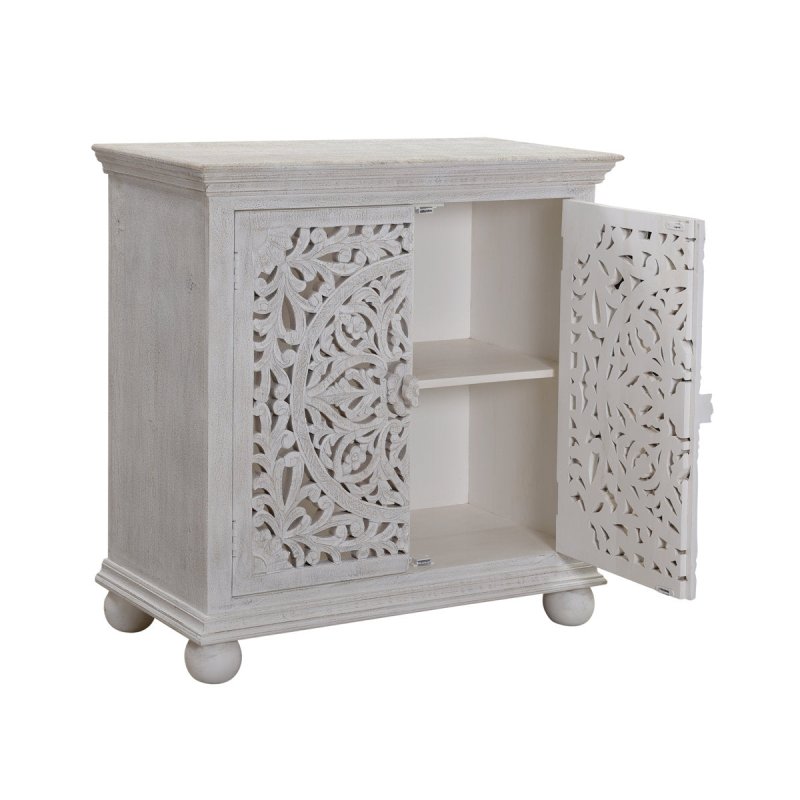 Hand Carved French Wooden Cabinet Rustic Small Sideboard with Two Door Cabinet - Bone Inlay Furnitures
