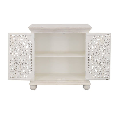 Hand Carved French Wooden Cabinet Rustic Small Sideboard with Two Door Cabinet - Bone Inlay Furnitures