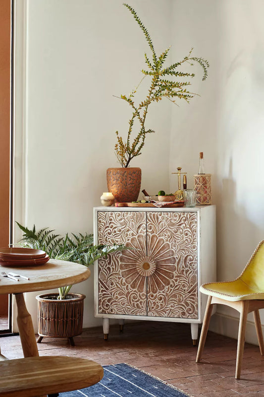 Hand Carved Gulliver Entryway Cabinet | Cabinetry Furniture Cabinet - Bone Inlay Furnitures