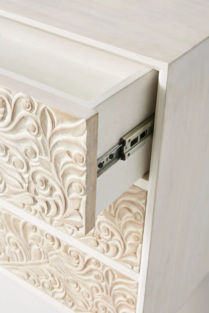 Hand Carved Gulliver Three - Drawer Dresser | Modern wooden Dresser Drawer Dresser - Bone Inlay Furnitures