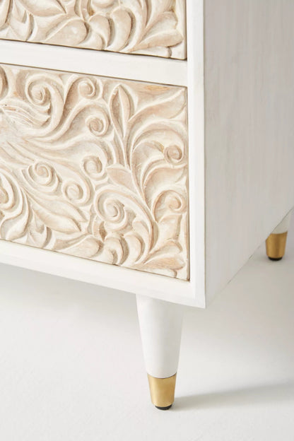 Hand Carved Gulliver Three - Drawer Dresser | Modern wooden Dresser Drawer Dresser - Bone Inlay Furnitures