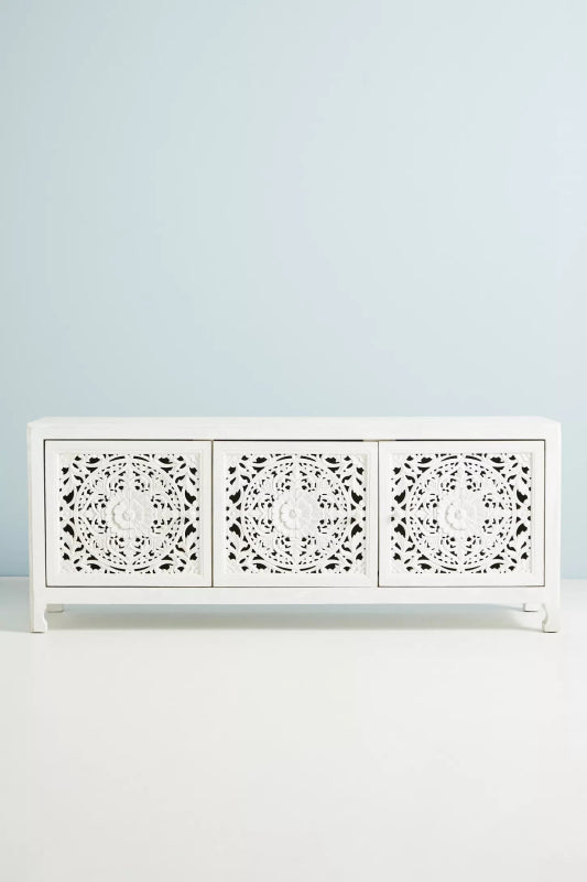Hand Carved Lombok Storage Bench Buffet & Sideboard - Bone Inlay Furnitures