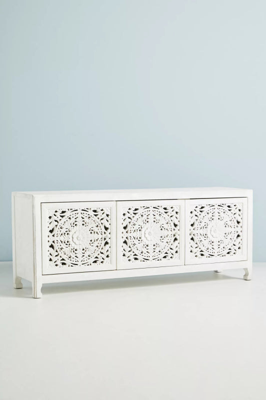 Hand Carved Lombok Storage Bench Buffet & Sideboard - Bone Inlay Furnitures
