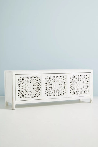 Hand Carved Lombok Storage Bench Buffet & Sideboard - Bone Inlay Furnitures
