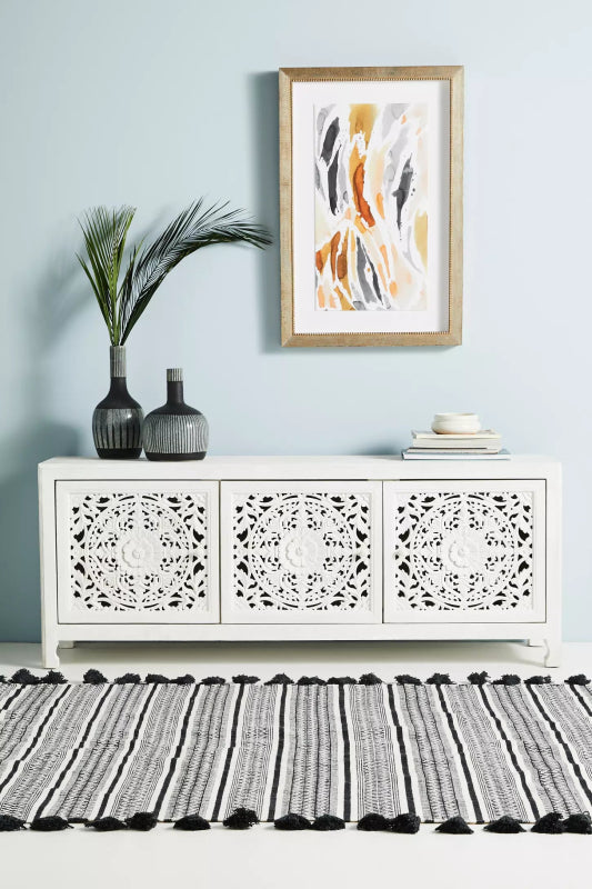 Hand Carved Lombok Storage Bench Buffet & Sideboard - Bone Inlay Furnitures