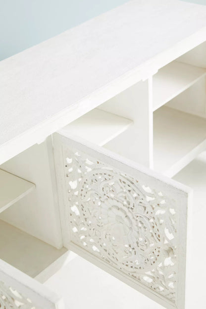 Hand Carved Lombok Storage Bench Buffet & Sideboard - Bone Inlay Furnitures