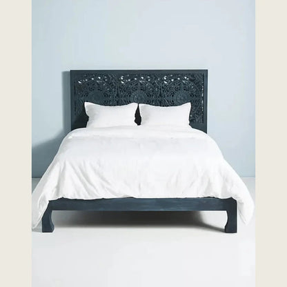 Hand Carved Low Lombok Bed Indian Wooden Bed Design Beds & Bed Frames - Bone Inlay Furnitures