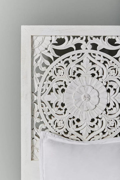 Hand Carved Low Lombok Bed Indian Wooden Bed Design Beds & Bed Frames - Bone Inlay Furnitures