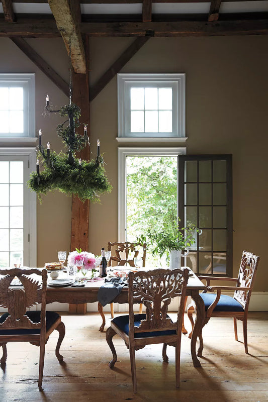 Hand Carved Menagerie Bunny Dining Chair | Wooden Dining Room Decor Dining Chair - Bone Inlay Furnitures