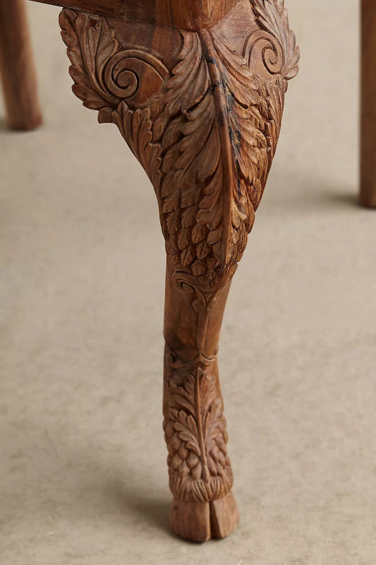 Hand Carved Menagerie Deer Armchair | Handmade Wooden Dining Chair Dining Chair - Bone Inlay Furnitures