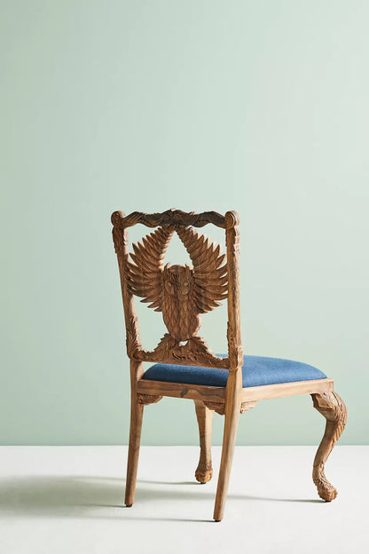 Hand Carved Menagerie Owl Dining Chair Wooden Dining Chair - Bone Inlay Furnitures