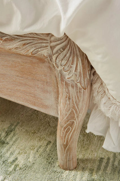 Hand Carved Menagerie Platform Bed | Solid Wooden Bed | Indian Furniture Beds & Bed Frames - Bone Inlay Furnitures